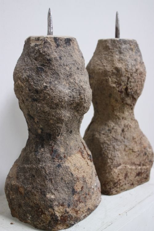 Pair of 18th Century Antique Stone Candlestands