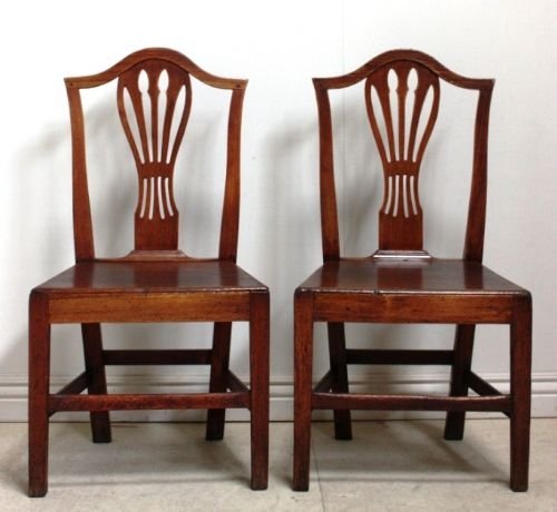 Pair of Georgian Antique Elm Country Chairs