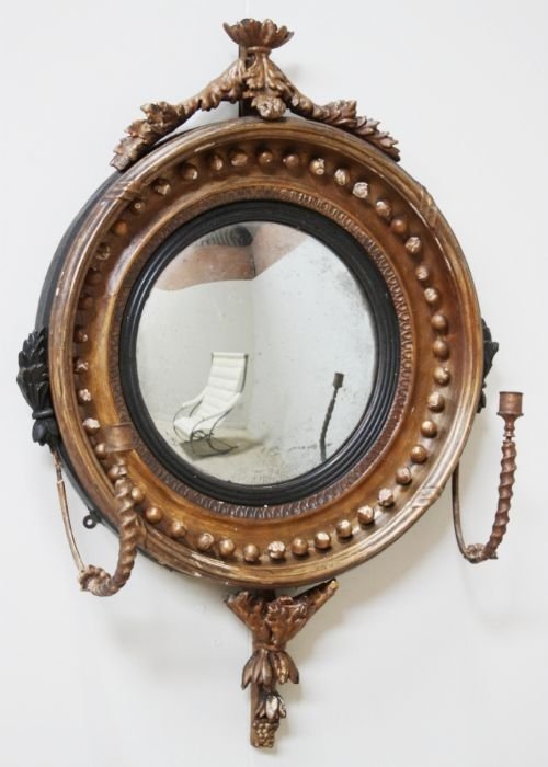 William IV Antique Gilt Girandole Convex Mirror