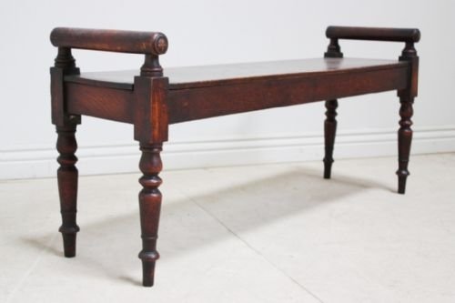 Early Victorian Antique Oak Window Seat
