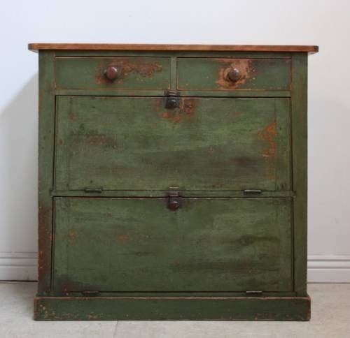 Victorian Antique Painted Pine Linen Cupboard