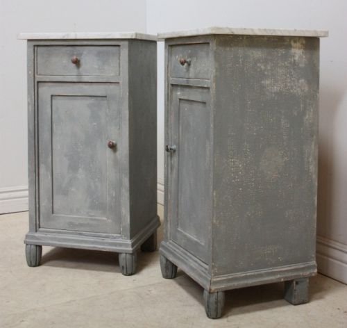 Pair of Antique Painted Pine Bedside Cabinets