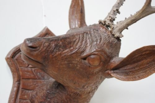 Antique Black Forest Carved Deers Head