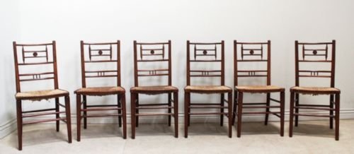 Set of 6 Aesthetic Antique Walnut Sussex Chairs