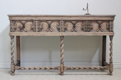 Antique 19th Century Bleached Oak Dresser Base