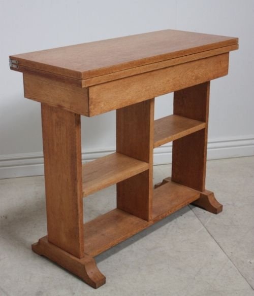 1920'S 'Heals' Antique Oak Bookcase/table