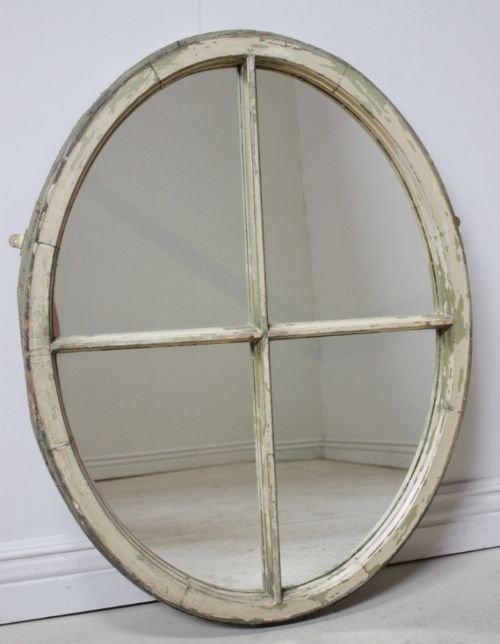 Mid-victorian Oval Antique Painted Pine Mirror
