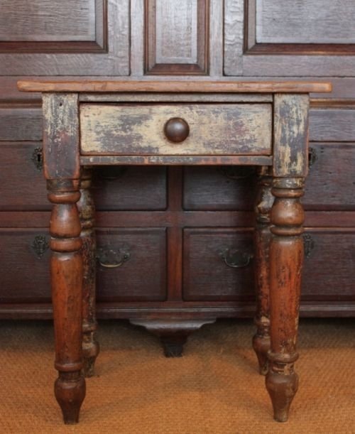 19th Century Antique Painted Pine Side/lamp Table