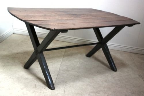 Antique Oak X Frame Tavern Table