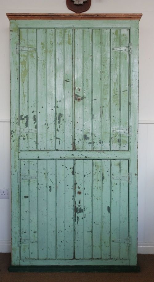 Edwardian Antique Painted Pine Estate Cupboard