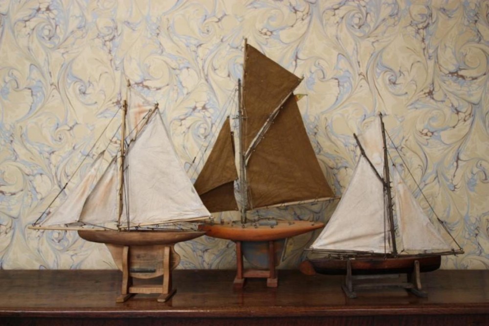 Collection of Three Antique Edwardian Pond Yachts