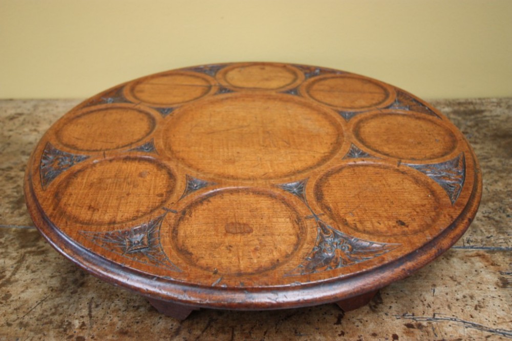 English Antique Oak Lazy Susan