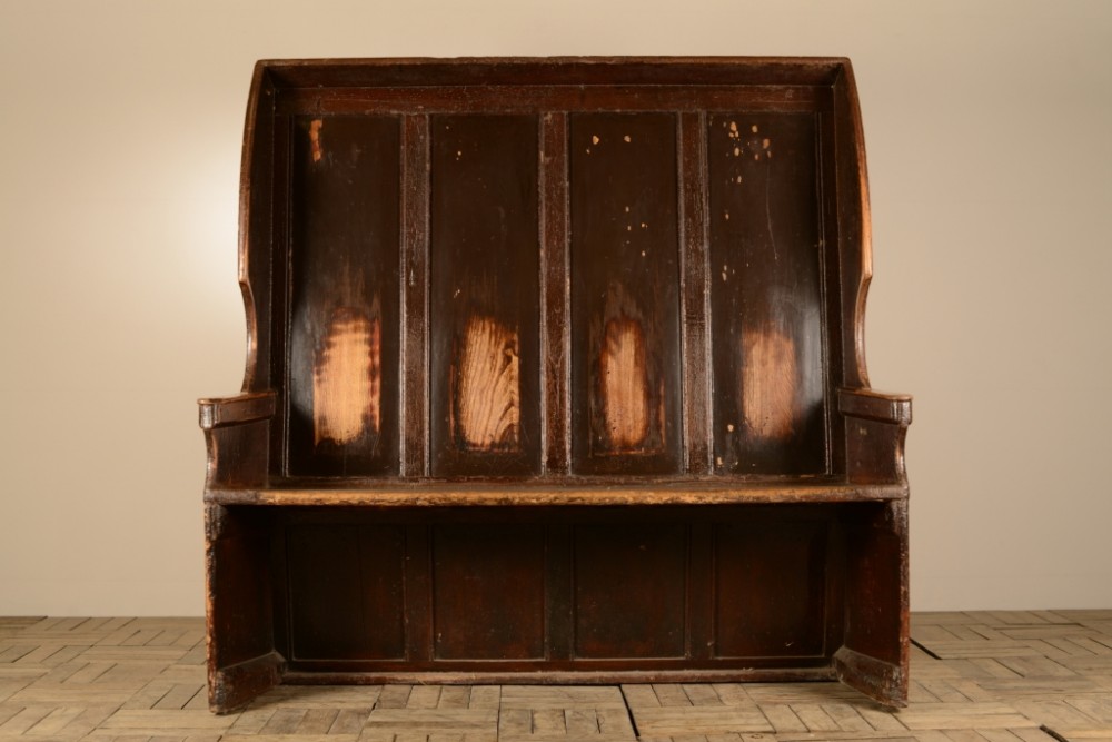 High Back Welsh Antique Elm Settle