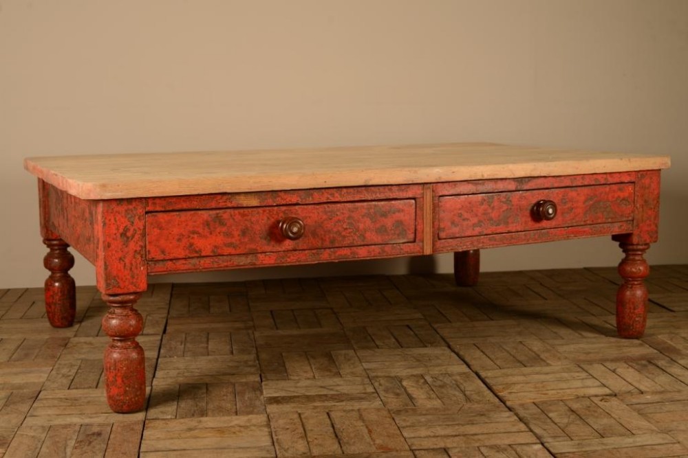 English Antique Coffee Table in Original Paint