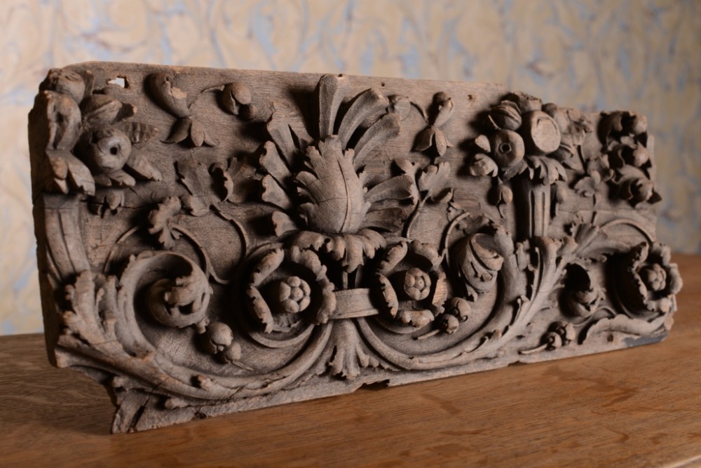 18th Century Antique Walnut Carved Panel