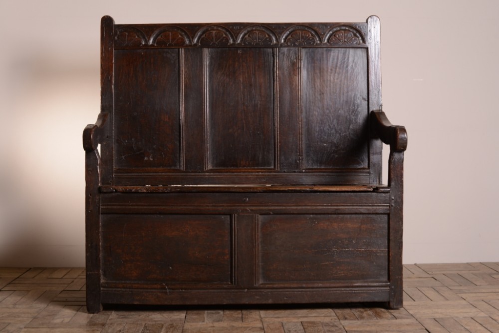 Early Georgian Antique  Box Seat Settle