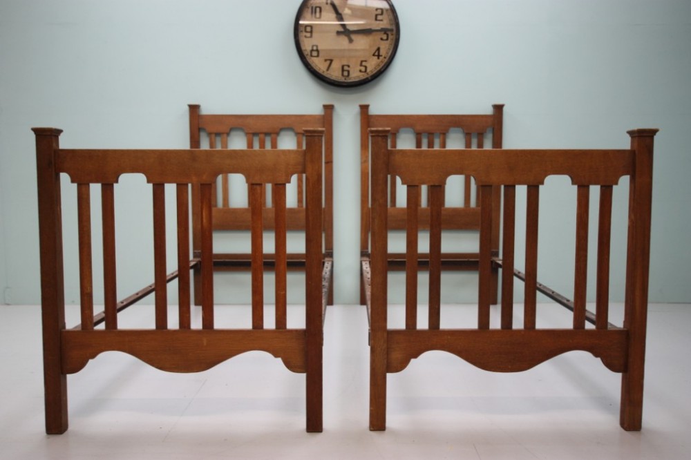 Pair of Edwardian Antique Oak Single Beds.