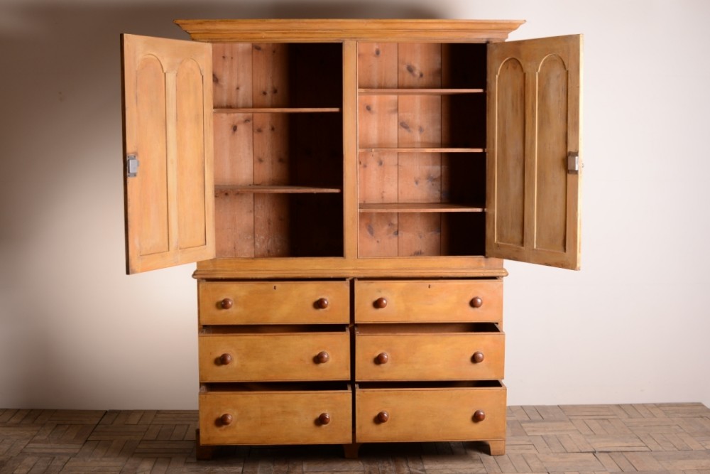Antique Cupboard in Great Original Cream Paint.
