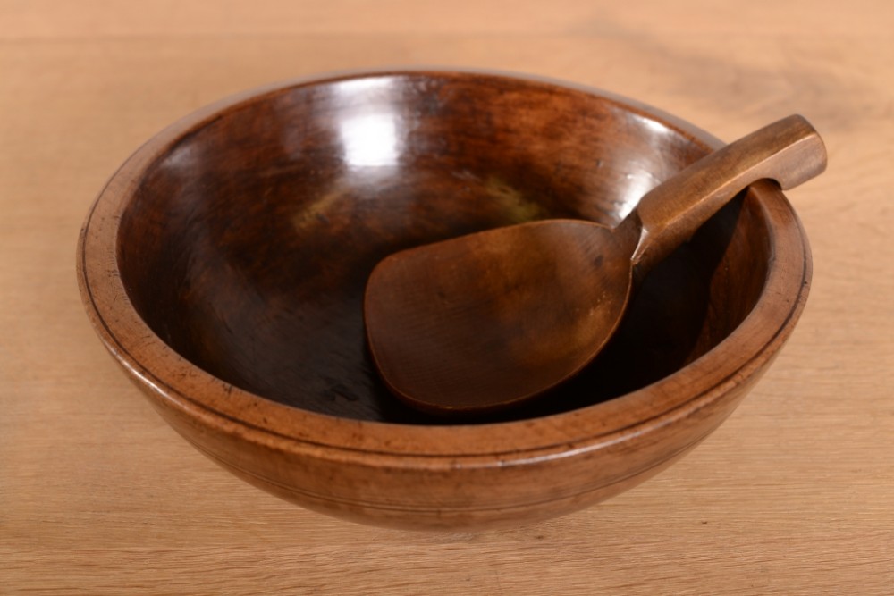 English Antique Sycamore Dairy Bowl