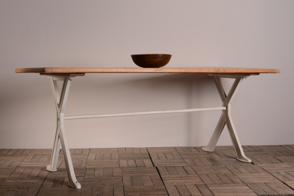 Large Antique Cast Iron Dining Table for 10