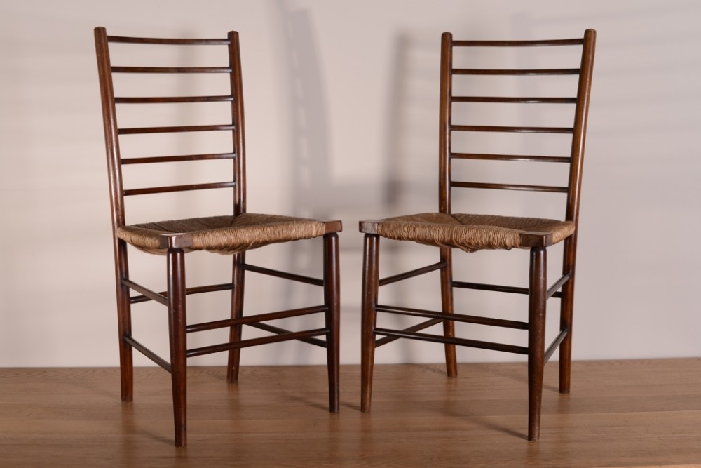 Pair of Edwardian Antique Ladder Back Chairs