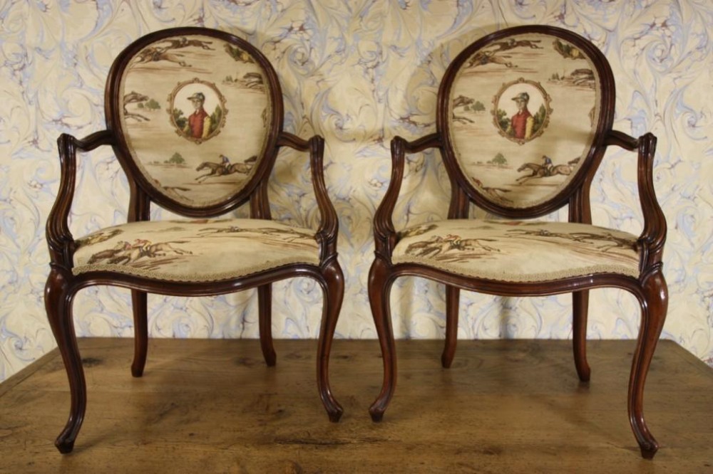 Pair of Antique Fauteuil Armchairs in Mulberry
