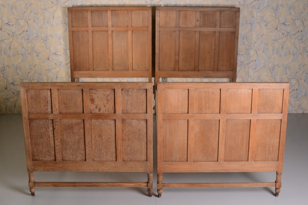 Rare Pair of Antique Heals 'Tilden' Oak Single Beds.