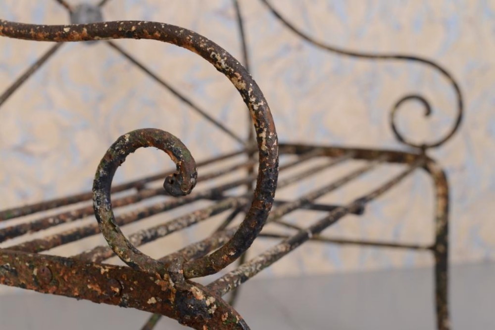 Regency Antique Wrought Iron Garden Seat.
