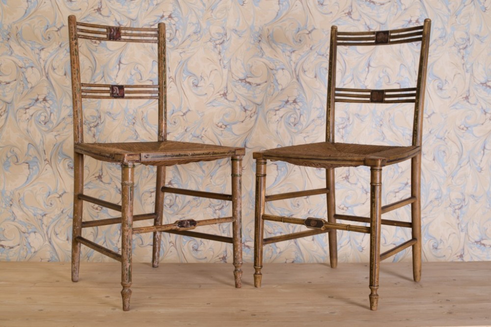 Pair of Regency Antique Side Chairs in Original Paint