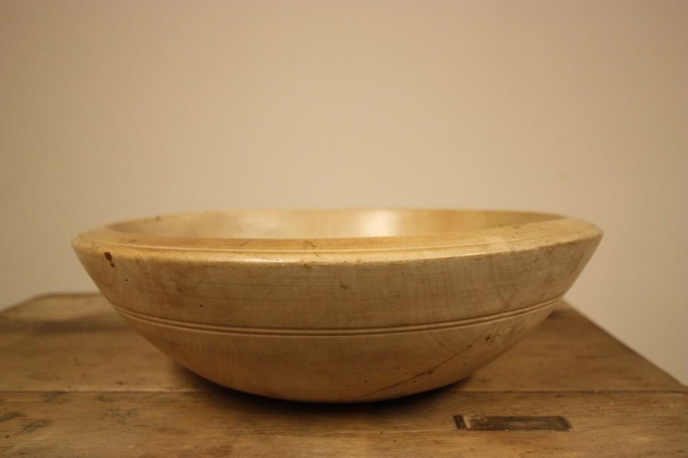 Large English Antique Sycamore Dairy Bowl