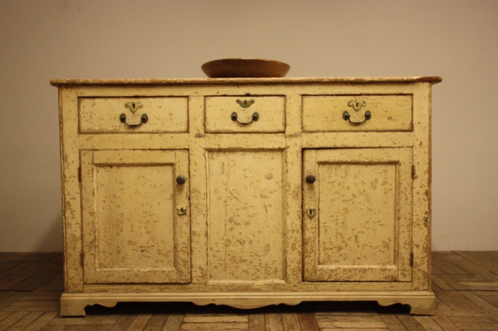 English Georgian Antique Pine Dresser Base in Paint