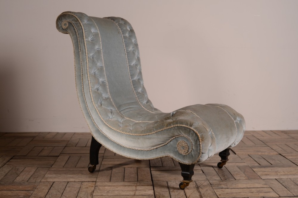 Shapely  English Antique Upholstered Side Chair