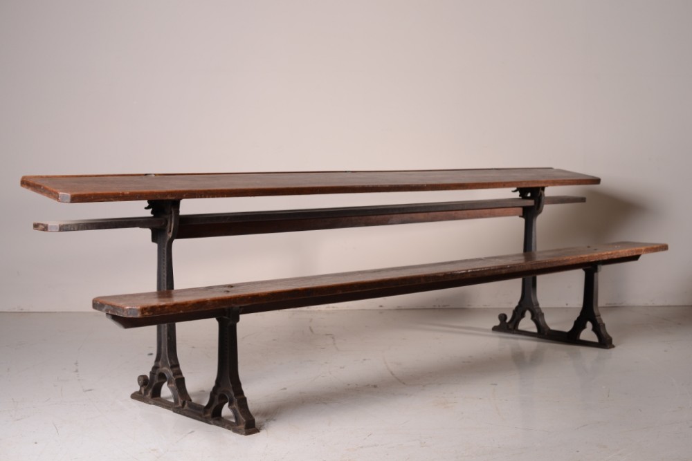 19th Century Antique Iron & Pine Table & Bench (5).