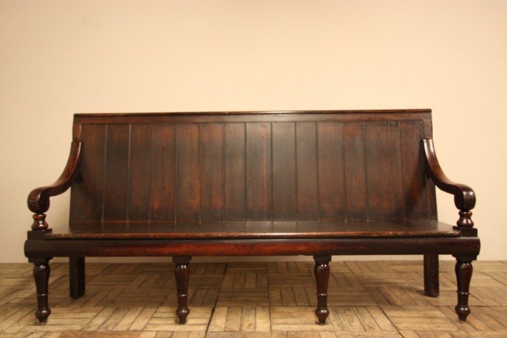 19th Century Antique Mahogany & Pine Settle Seat