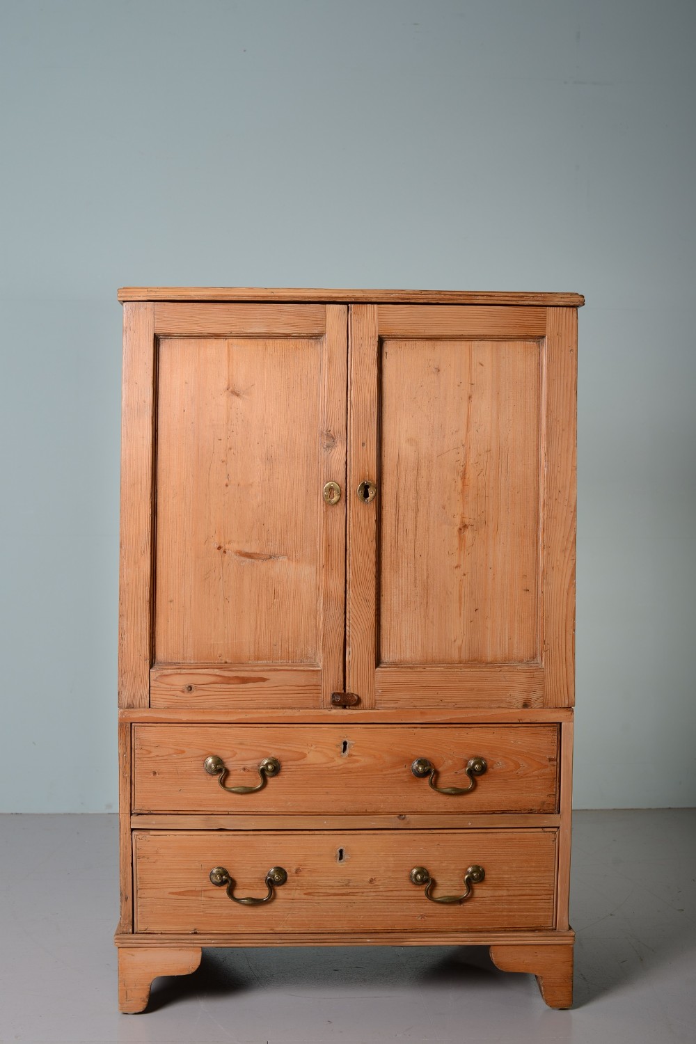 Small English Antique Pine Press Cupboard.