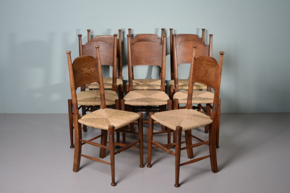 Set of Eight Oak Dining Chairs by William Birch