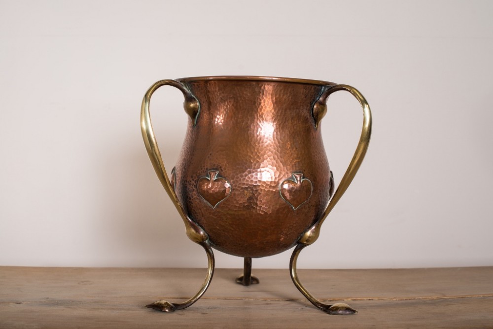 Art Nouveau Antique Brass & Copper Jardiniere