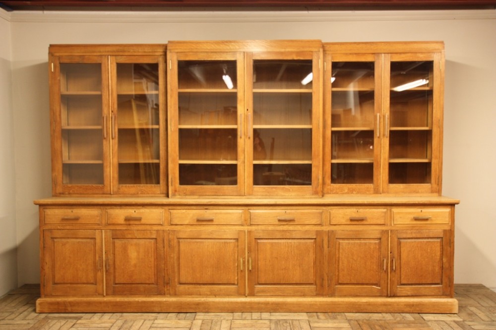 Impressive English 1920's Oak Bookcase