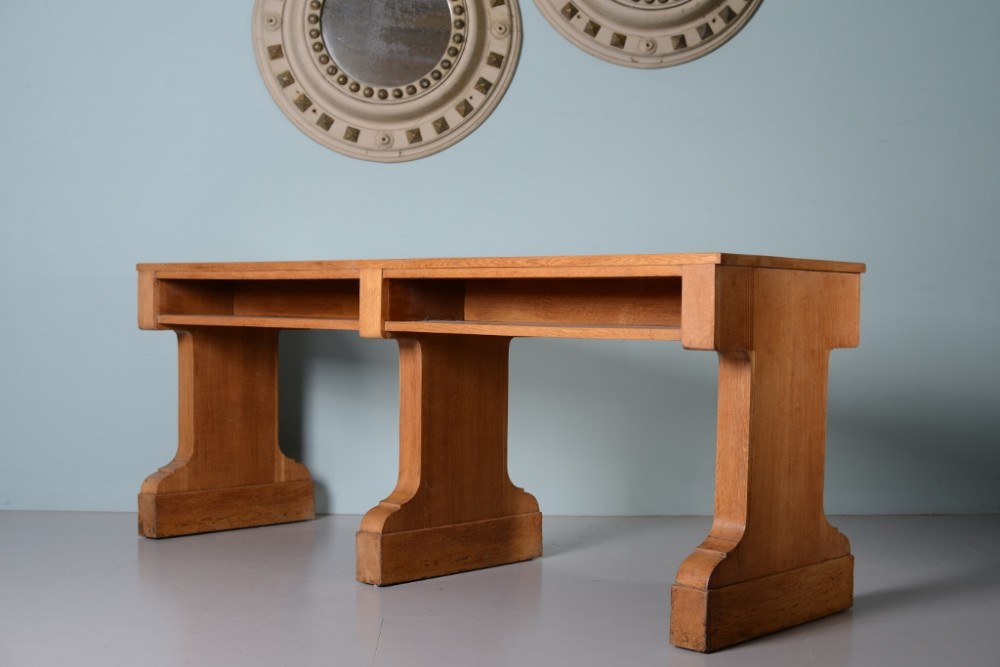 English 1930's Oak Library Desk Table