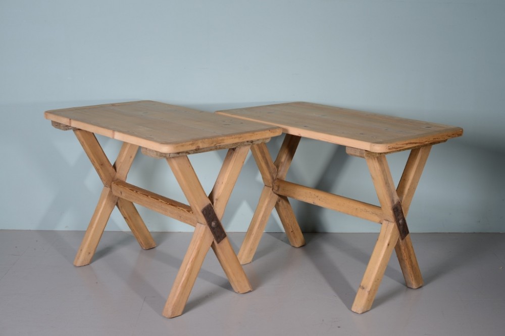 Pair of English Antique Scrubbed Pine Tavern Tables