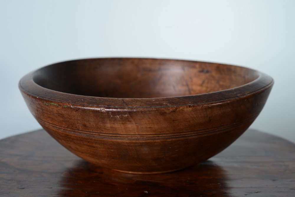 English Antique Sycamore Dairy Bowl