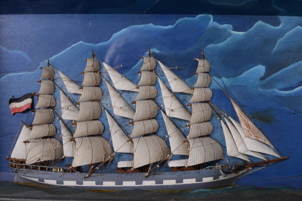 19th Century Antique Ship Diorama.