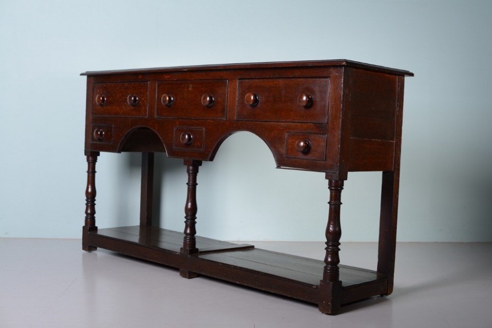 Welsh Antique Oak Potboard Dresser Base.