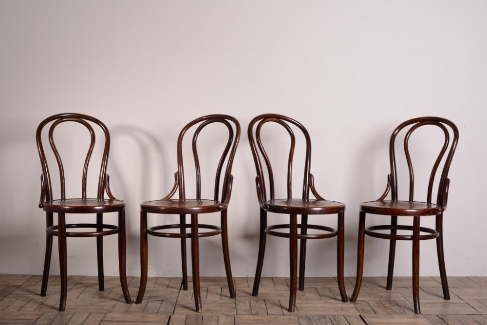 Set of Four Antique Bentwood Cafe Dining Chairs.