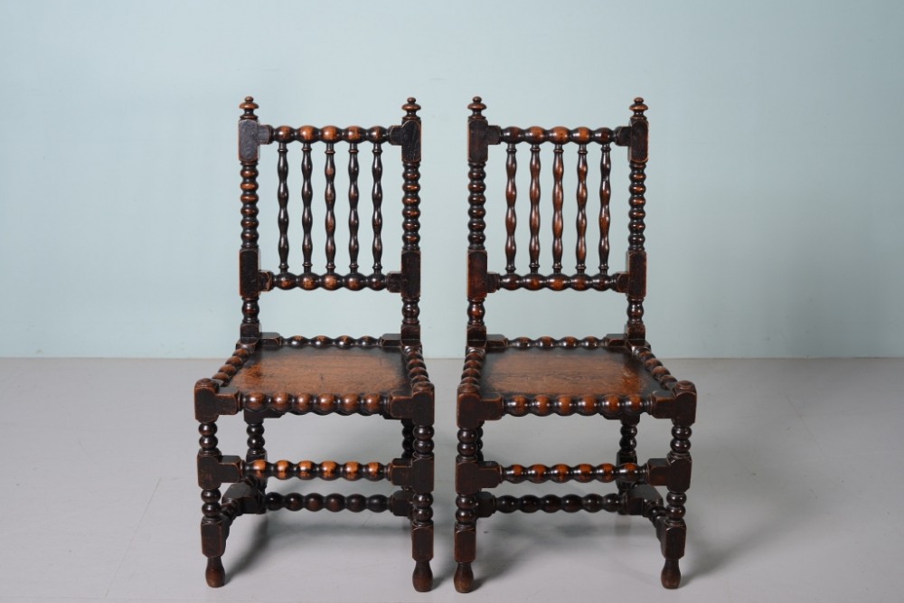 Pair of 19th Century Antique Oak Hall Chairs