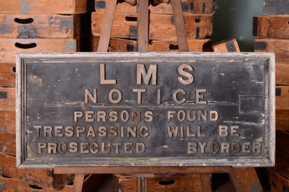 L.M.S. 19th Century Antique Railway Sign.
