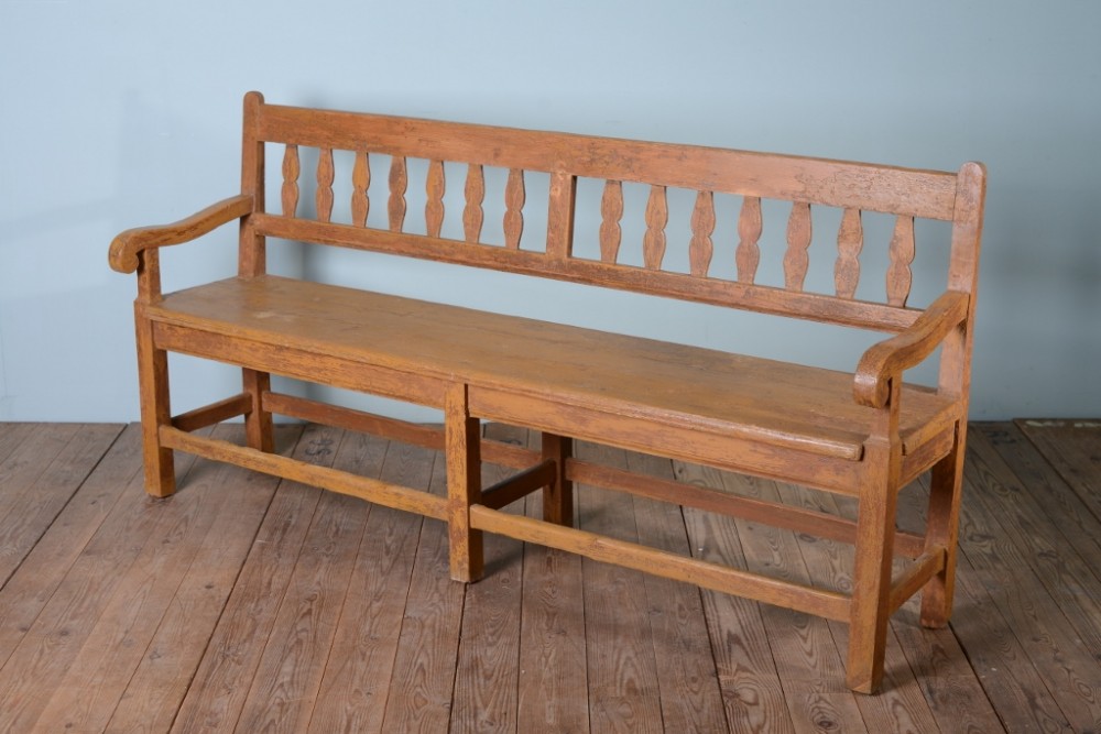 Original Painted Pine Antique Bench Seat.