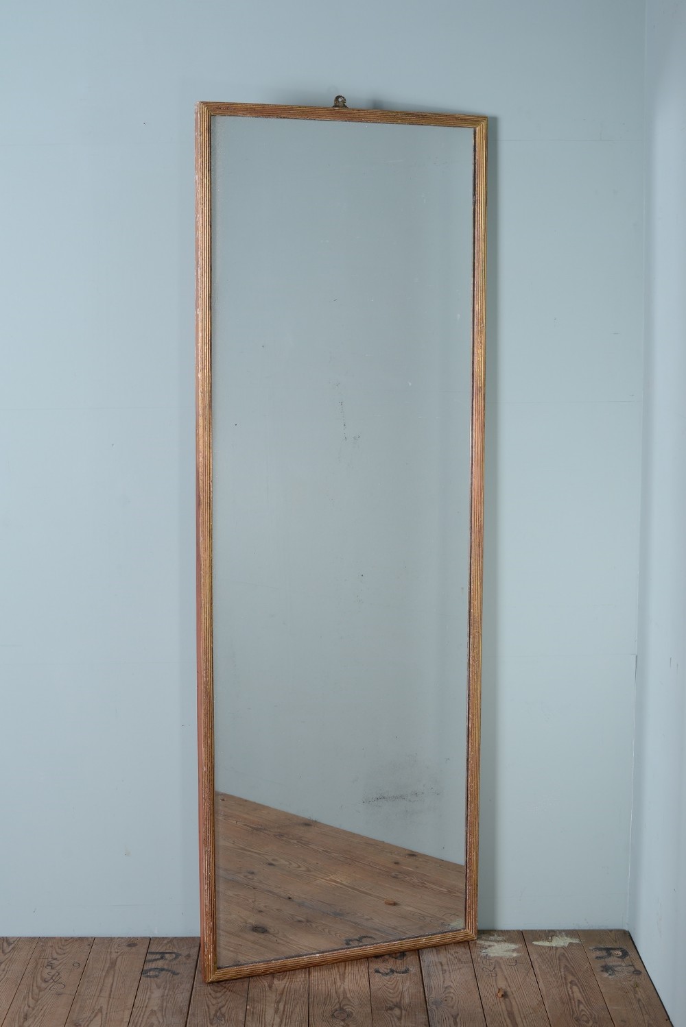 Reeded Gilt English Antique Mirror.