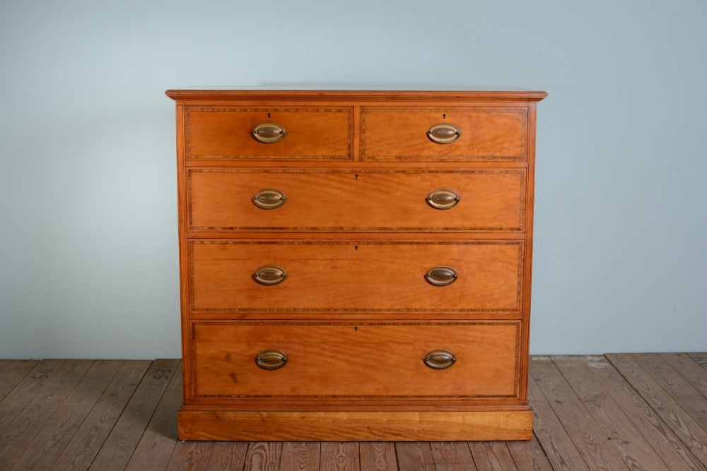 Satinwood Antique Chest of Drawers by Shapland & Petter.