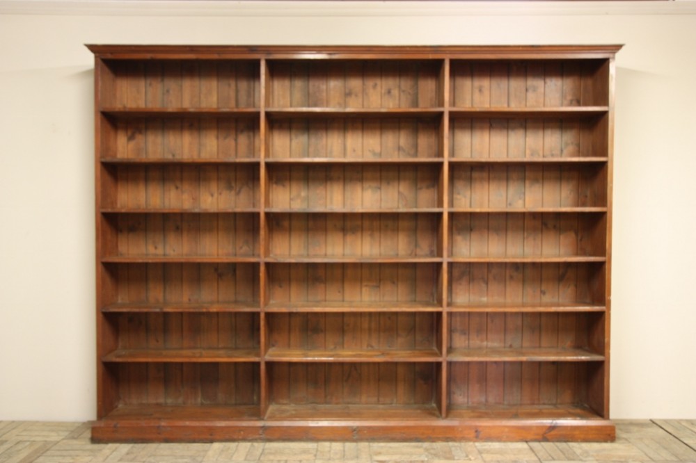 Large 19th Century Antique Open Pine Shelving.